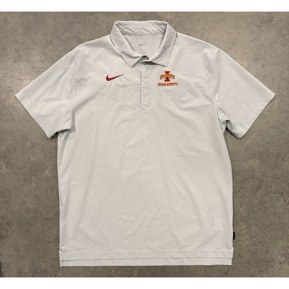 Nike Iowa State Cyclones Gray Polo Windbreaker Shirt Dri Fit Mens XL Team Issued